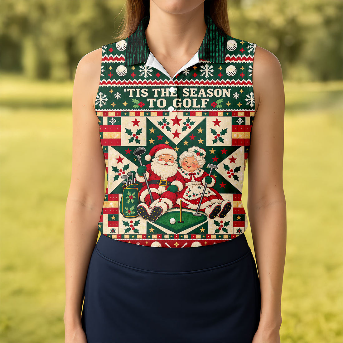 'Tis The Season To Golf Christmas Golf Shirt, Womens Golf Shirts, Ladies Golf Apparel