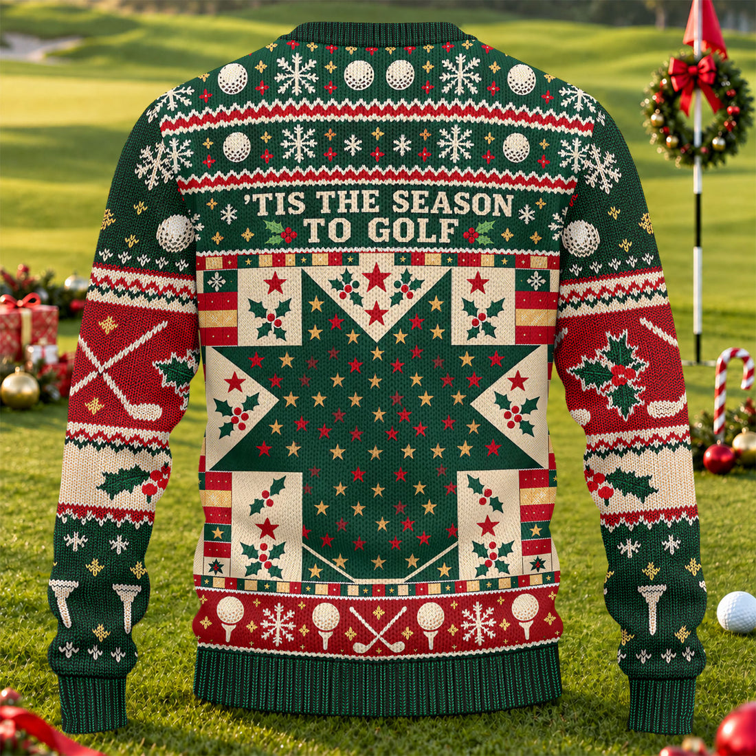 'Tis The Season To Golf Ugly Christmas Sweater, Christmas Golf Gift, Golf Lover Gifts