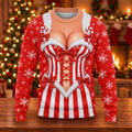 Candy Stripe Corset Ugly Christmas Sweater, Christmas Gifts, Funny Holiday Sweater