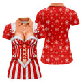 Candy Stripe Corset Christmas Golf Shirt, Womens Golf Shirts, Golf Gifts For Women