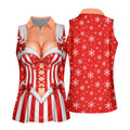 Candy Stripe Corset Christmas Golf Shirt, Womens Golf Shirts, Golf Gifts For Women