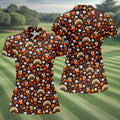 Golf Turkey Pattern Thanksgiving Golf Shirt, Womens Golf Tops, Ladies Golf Shirts
