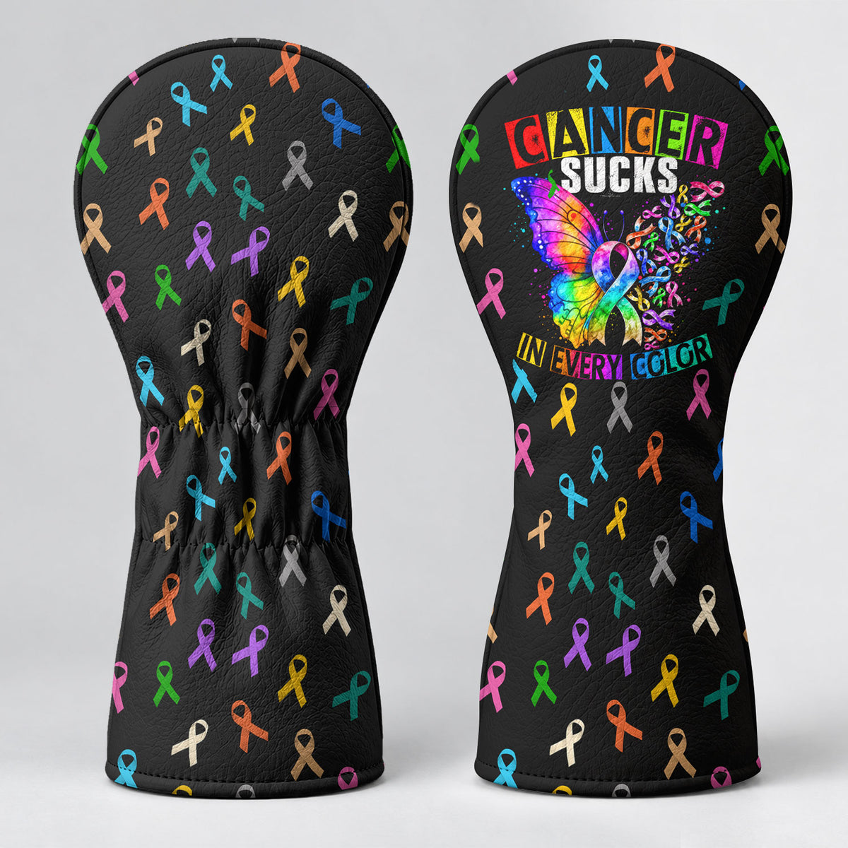 Cancer Sucks In Every Color Butterfly Golf Head Cover, Golf Lover Gift, Driver Cover