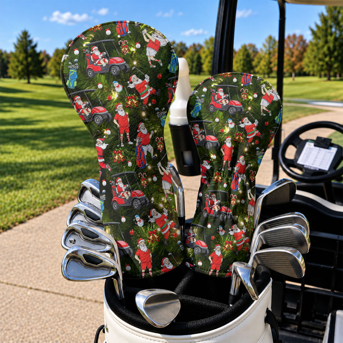 Funny Santa Claus Golf Pose Christmas Golf Head Cover, Golf Club Covers, Gift For Him