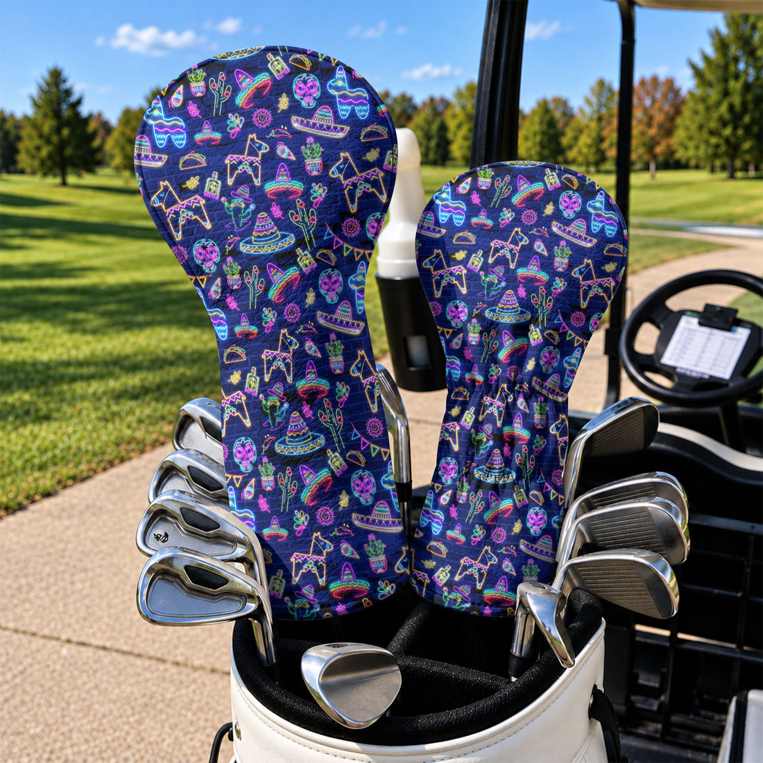Mexican Holiday Neon Cinco De Mayo Golf Head Cover, Fiesta Golf Gift, Golf Gift Ideas