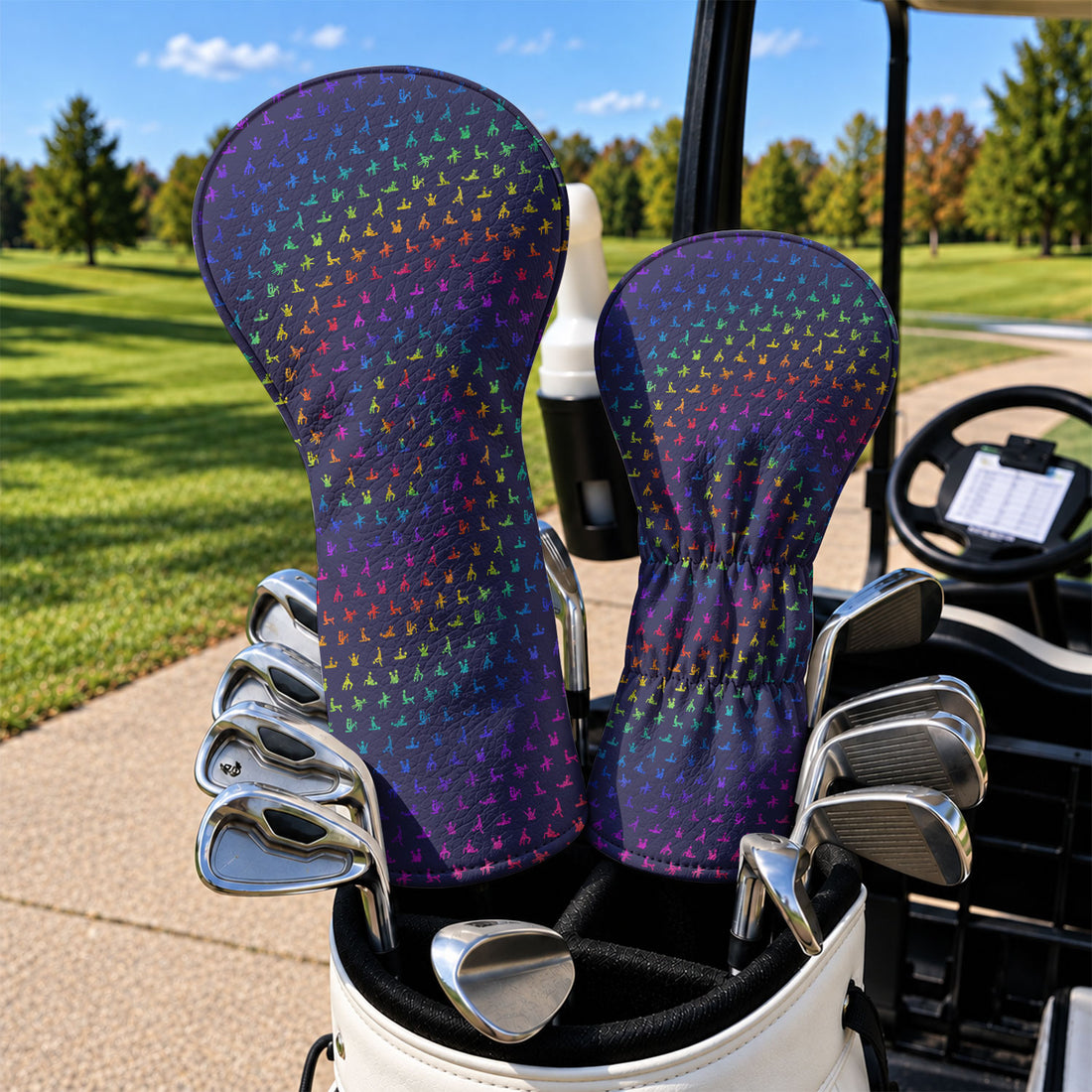 Naughty Position Adult Humor Rainbow Golf Headcover, Golf Gift, Funny Golf Head Cover
