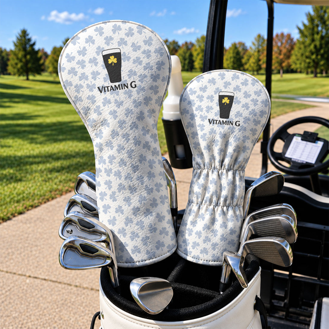 Vitamin G Shamrock Golf And Beer Golf Head Cover, Irish Golf Gift, Gift For Golfers