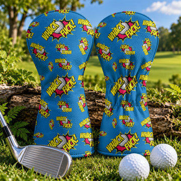 Whack Fck Comic Golf Ball Pattern Golf Head Cover, Novelty Golf Headcover, Golf Gift