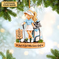 Custom Name Golf Girl Acrylic Ornament, Christmas Keepsake, Christmas Tree Decor