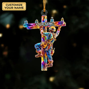 Custom Power Lineman Acrylic Ornament, Christmas Tree Decorations, Lineman Gifts