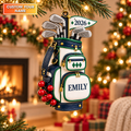 Custom Name Year Navy Golf Bag Acrylic Ornament, Christmas Gifts, Holiday Keepsake