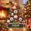 Custom Name Year Golf Ball Tree Acrylic Ornament, Christmas Tree Decor, Golf Gifts