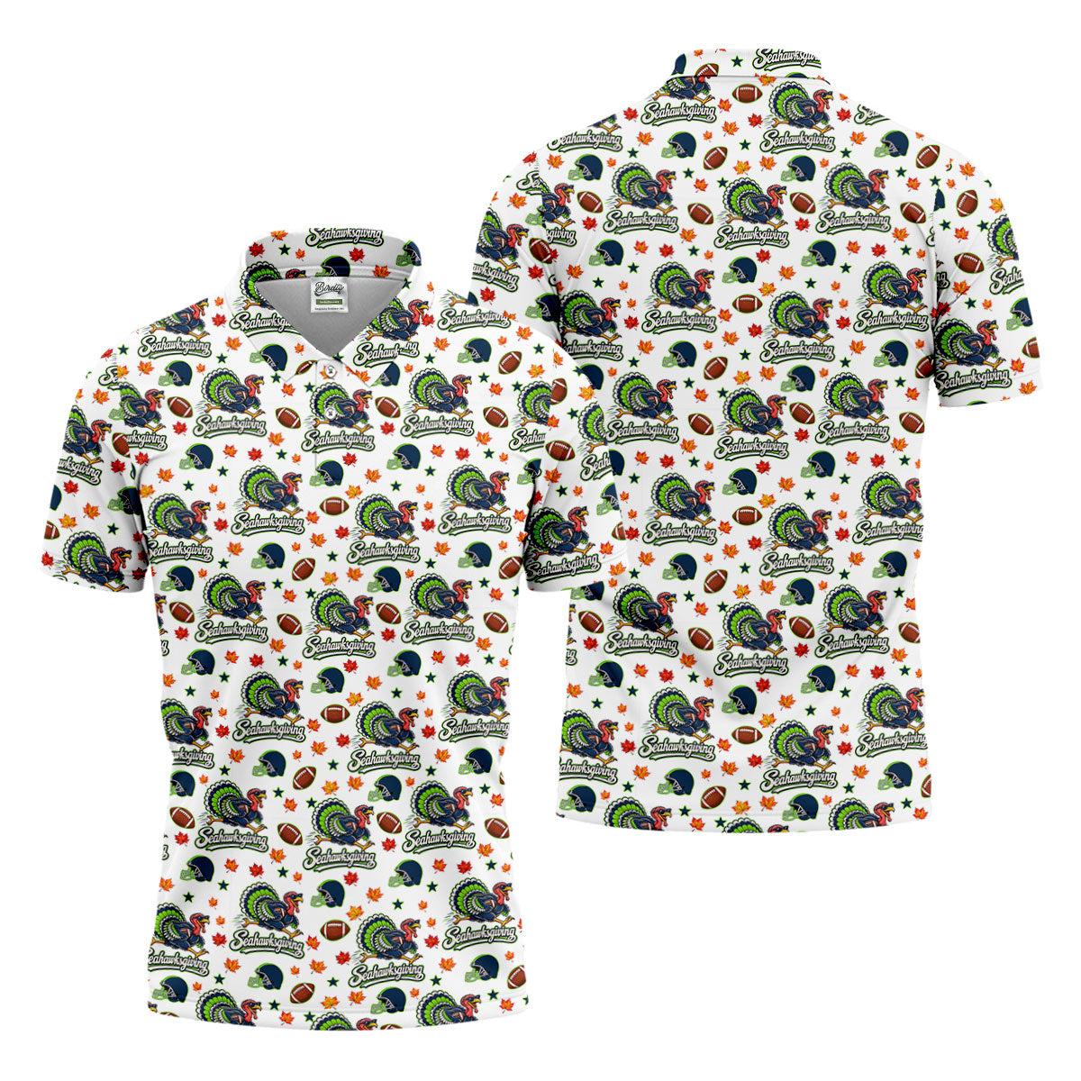 Seahawksgiving Thanksgiving Golf Shirt, Mens Golf Polo, Mens Holiday Golf Shirts