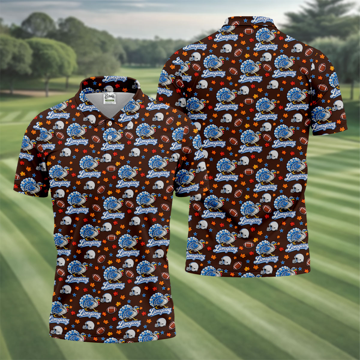 Lionsgiving Thanksgiving Golf Shirt, Golf Shirts For Men, Funny Mens Golf Shirts