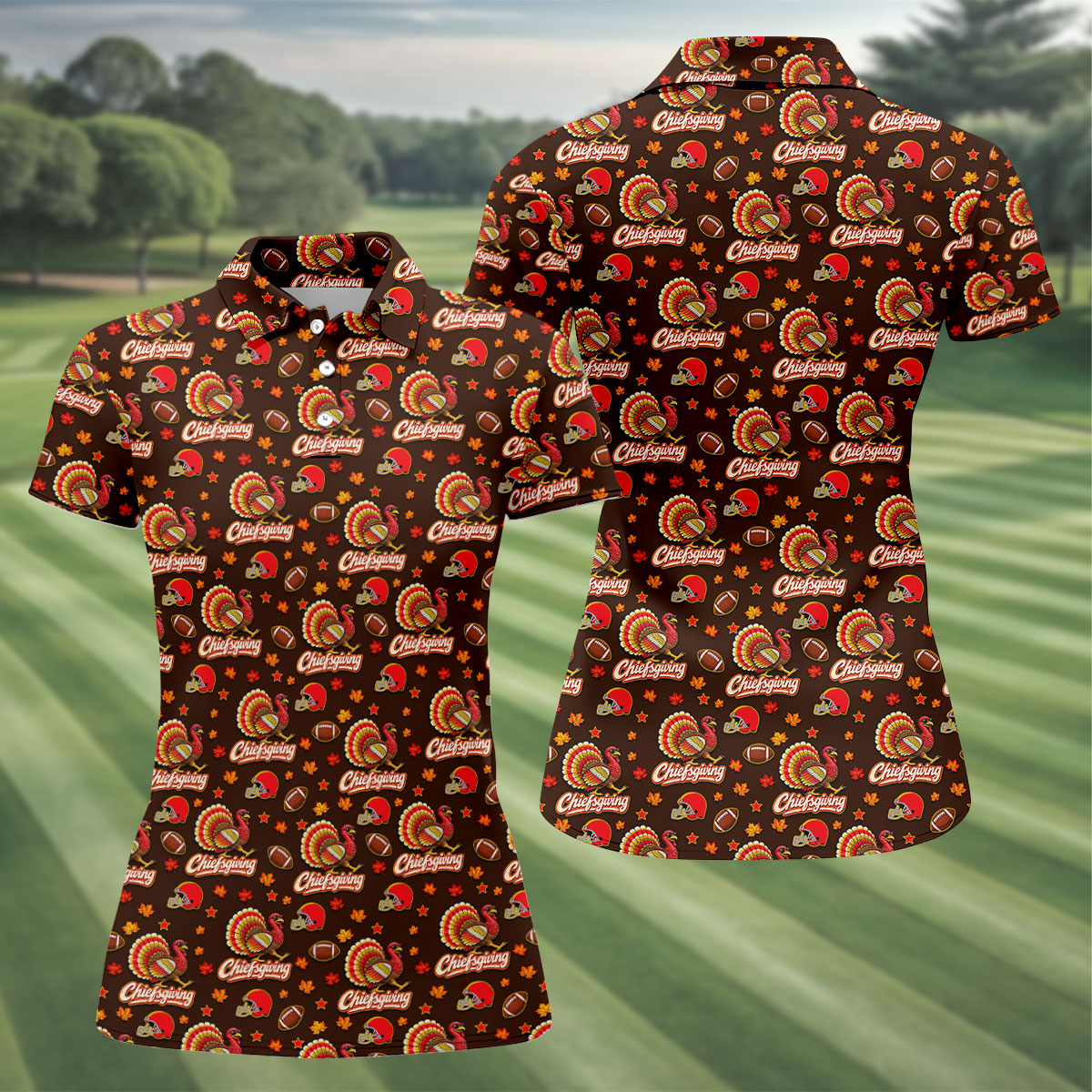 Chiefsgiving Thanksgiving Golf Shirt, Womens Golf Apparel, Golf Shirts For Women