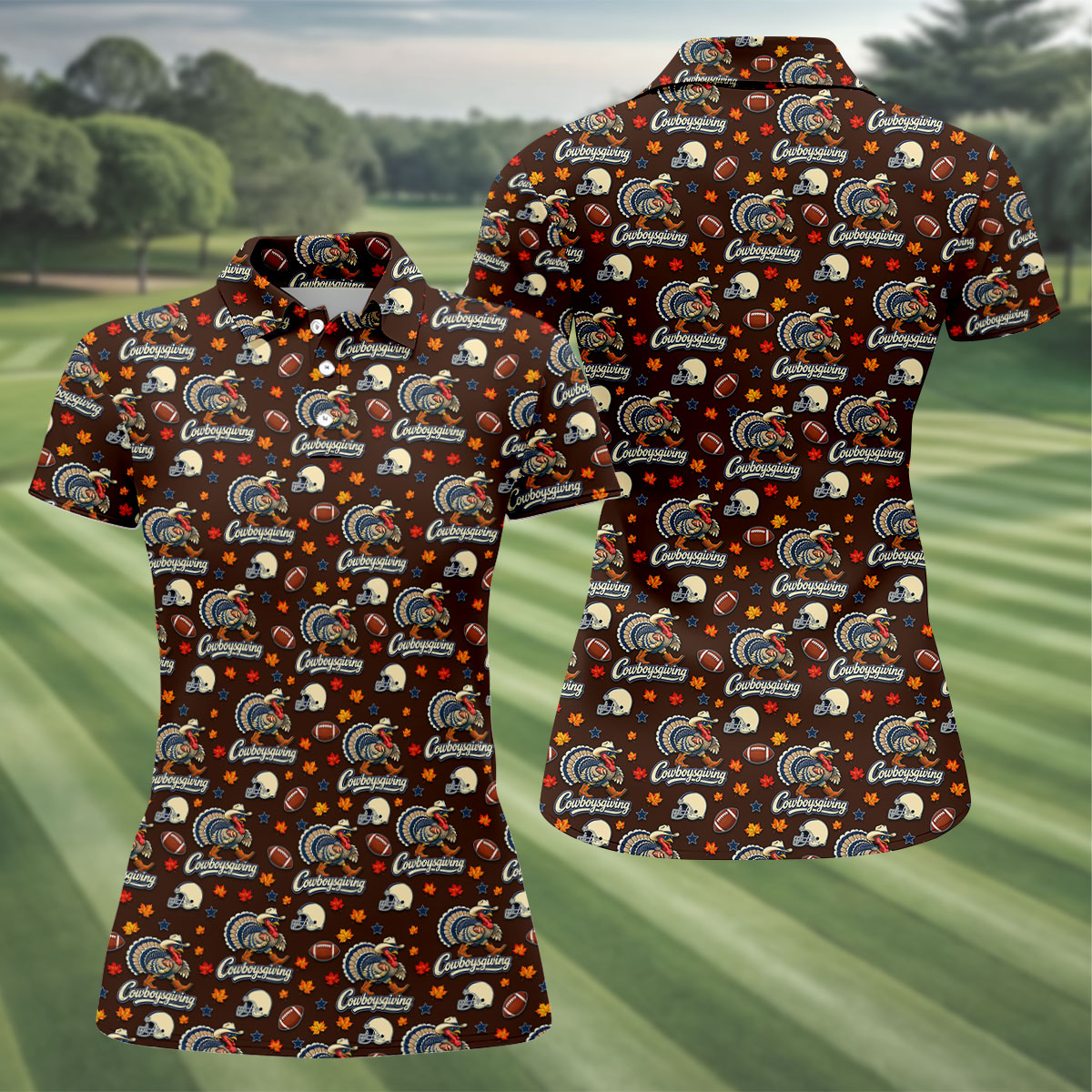Cowboysgiving Thanksgiving Golf Shirt, Ladies Golf Shirts, Golf Shirts For Women