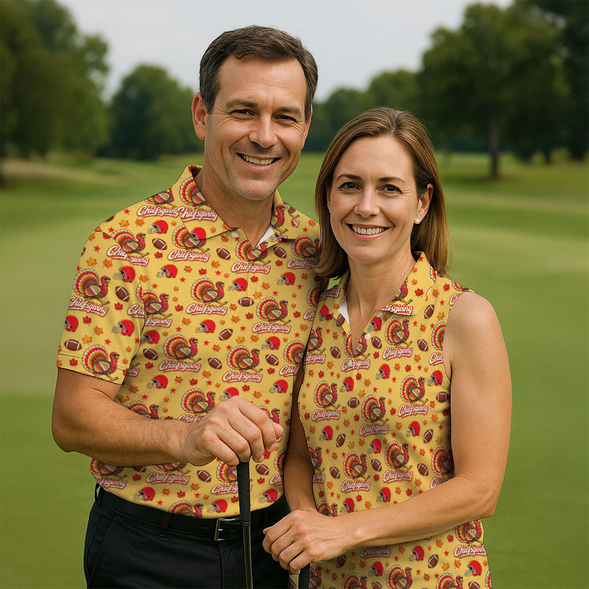 Chiefsgiving Thanksgiving Golf Shirt, Golf Shirts For Women, Womens Golf Apparel