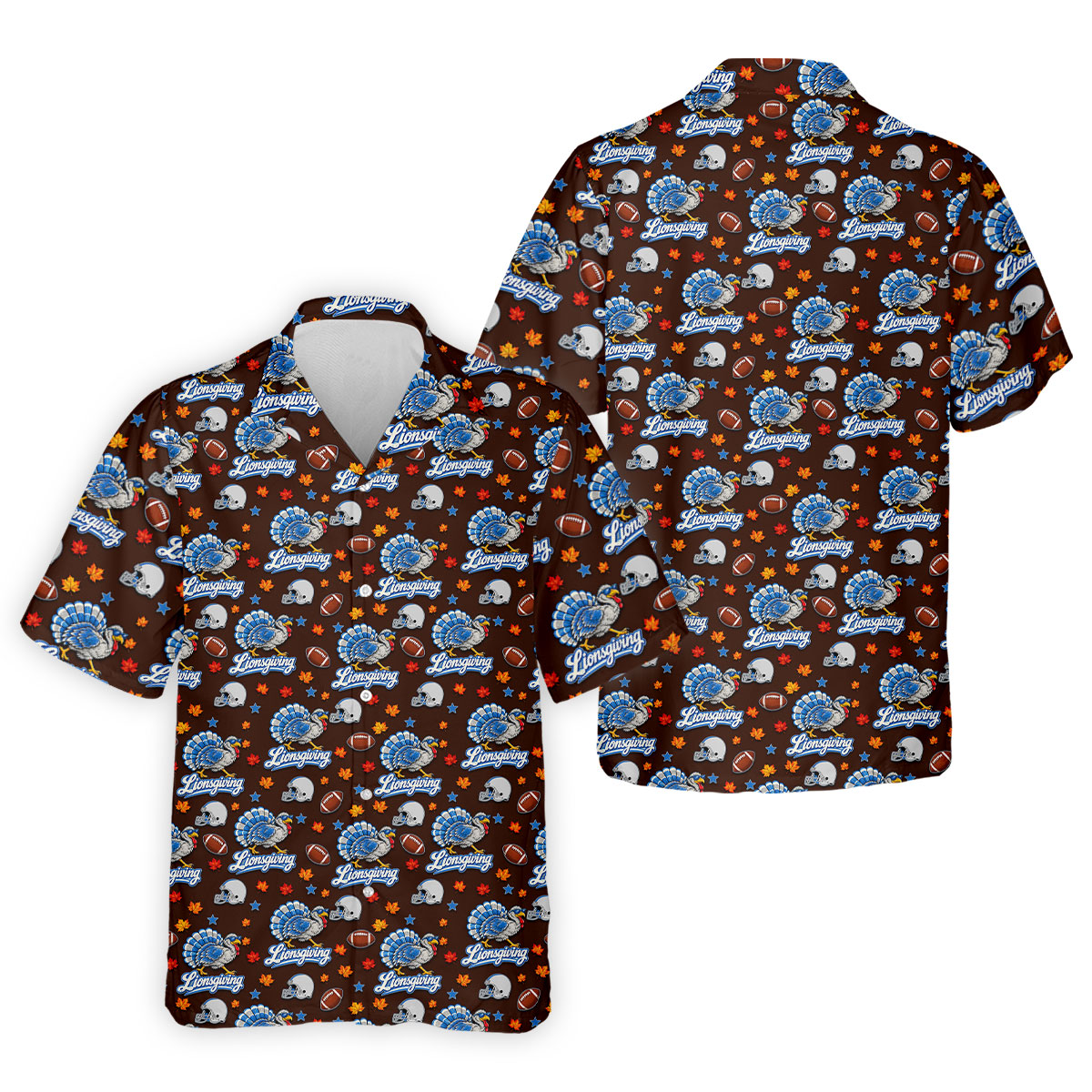 Lionsgiving Thanksgiving Golf Shirt, Golf Shirts For Men, Funny Mens Golf Shirts