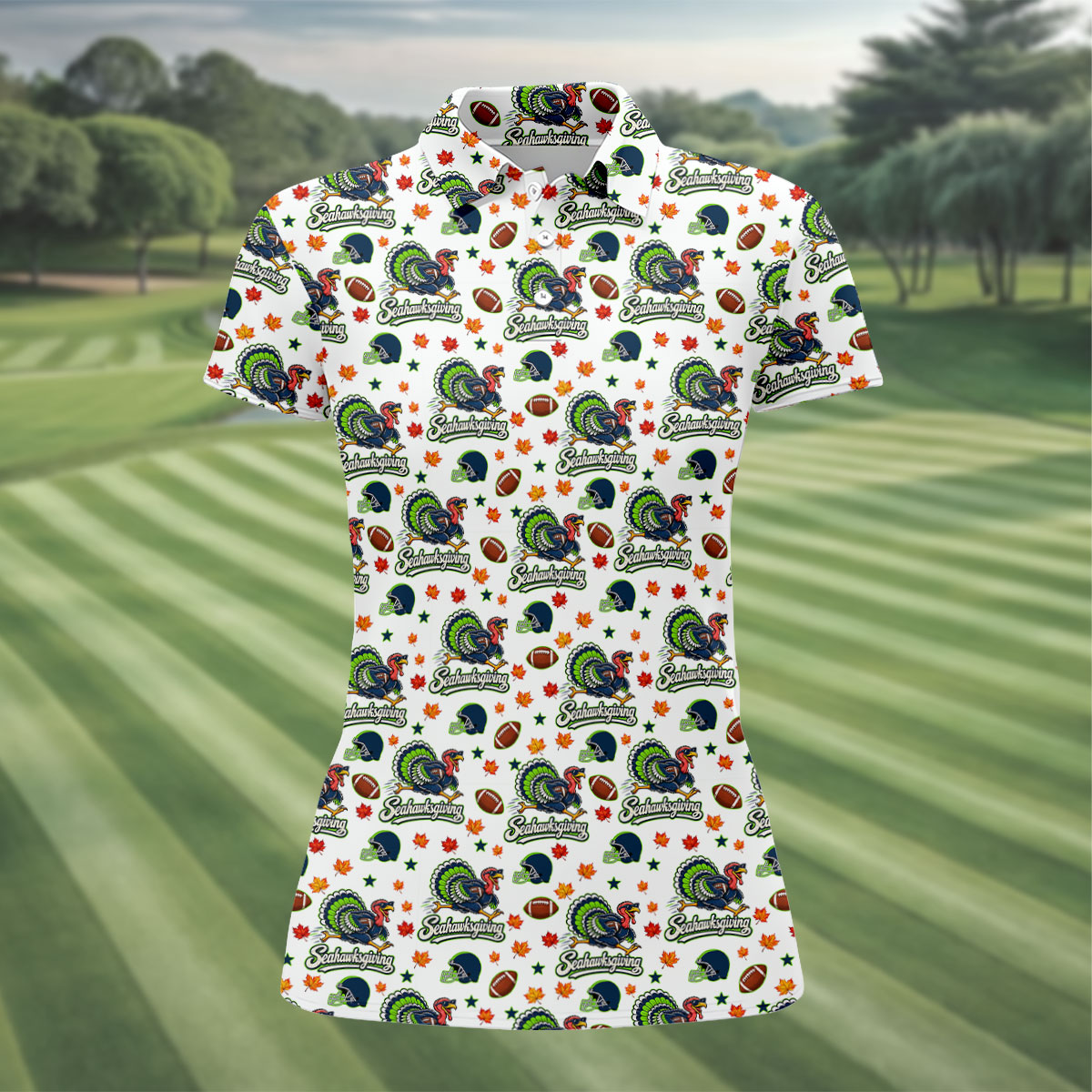 Seahawksgiving Thanksgiving Golf Shirt, Ladies Golf Shirts, Golf Shirts For Women