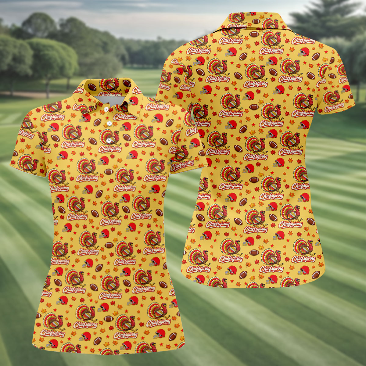 Chiefsgiving Thanksgiving Golf Shirt, Golf Shirts For Women, Womens Golf Apparel