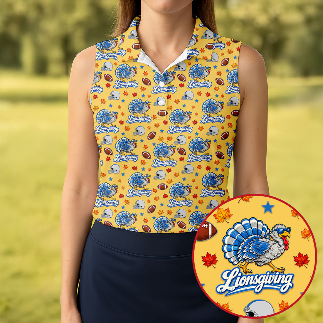 Lionsgiving Thanksgiving Golf Shirt, Golf Shirts For Women, Golf Gifts For Women