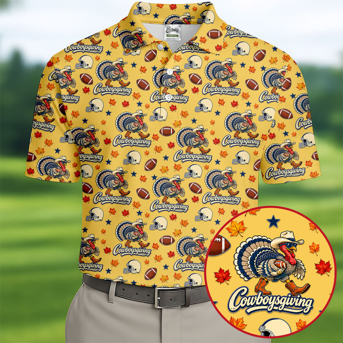 Cowboysgiving Thanksgiving Golf Shirt, Golf Shirts For Men, Mens Holiday Golf Shirts