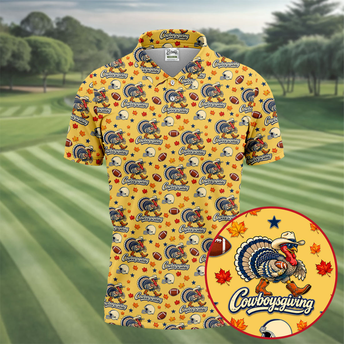 Cowboysgiving Thanksgiving Golf Shirt, Golf Shirts For Men, Mens Holiday Golf Shirts