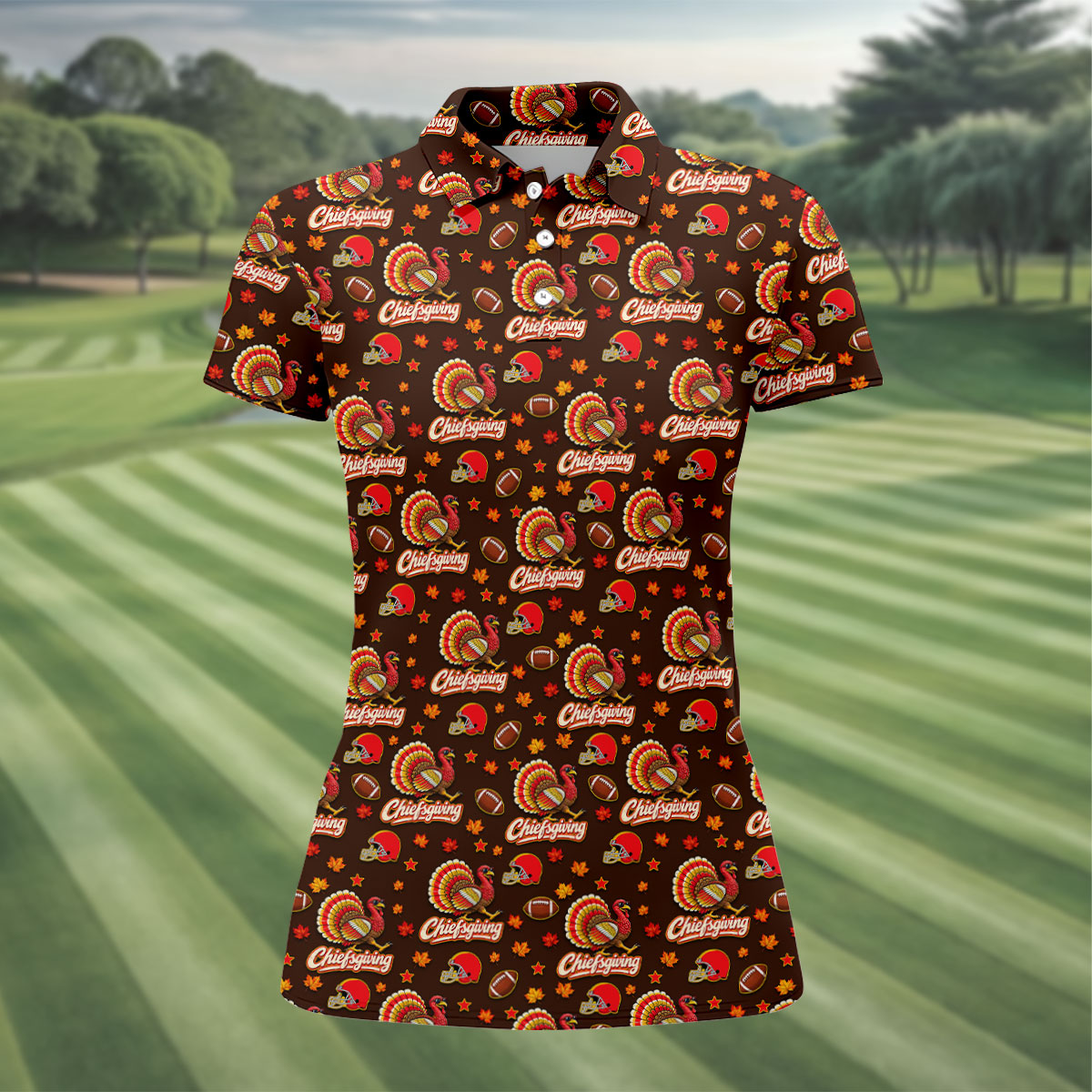 Chiefsgiving Thanksgiving Golf Shirt, Womens Golf Apparel, Golf Shirts For Women