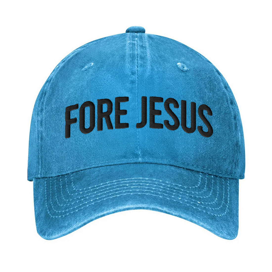 Fore Jesus Black Embroidered Baseball Cap, Funny Dad Hat, Christmas Golf Gift