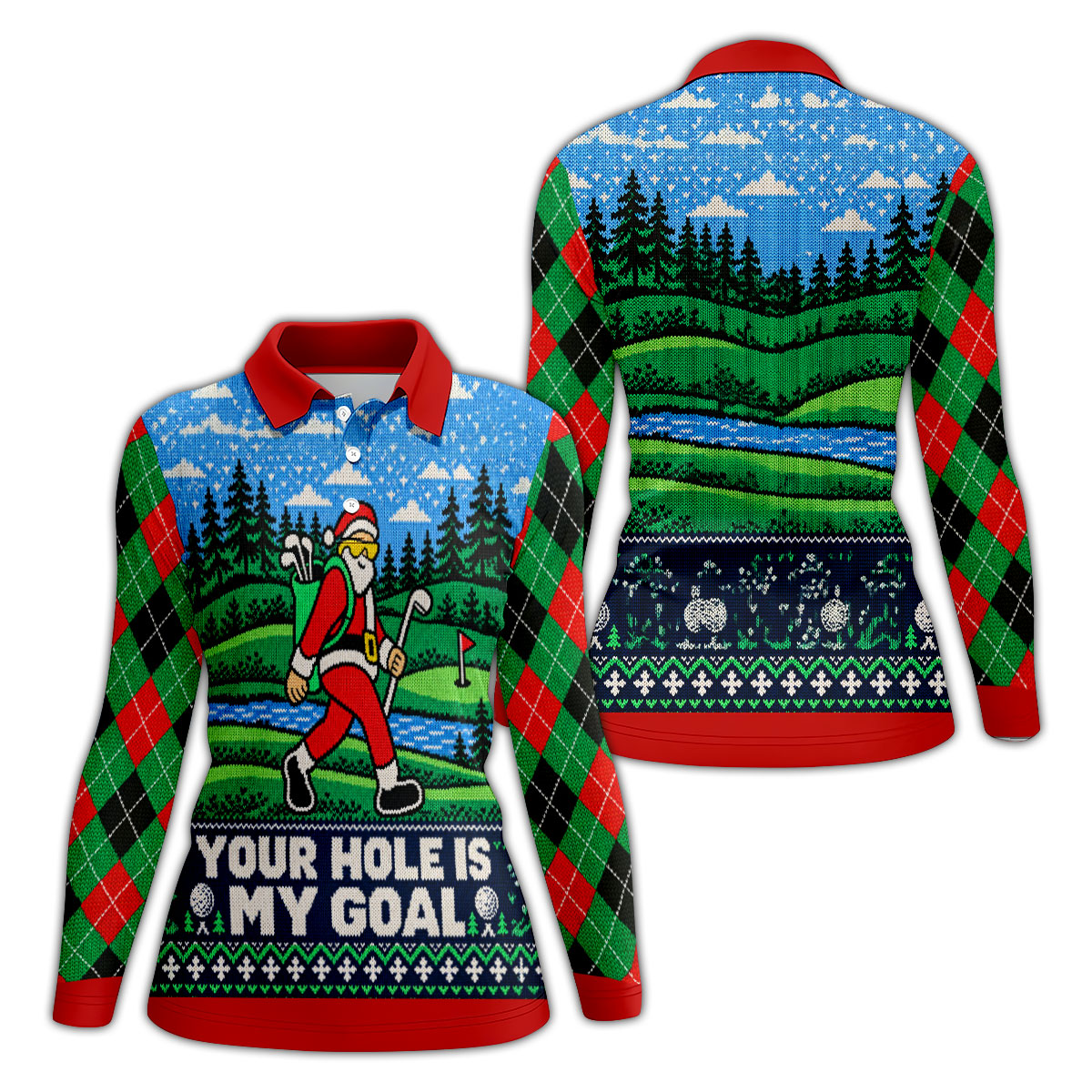 Christmas Your Hole Is My Goal Golf Shirt, Ladies Golf Shirts, Golf Shirts For Women
