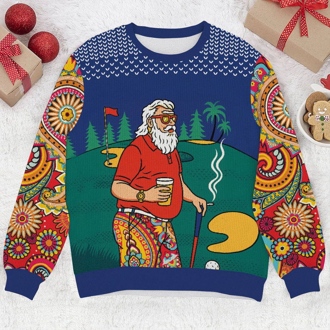 Grip It Rip It Sip It Paisley Print Christmas Ugly Sweater, Golf Ugly Christmas Sweater, Christmas Golf Shirt