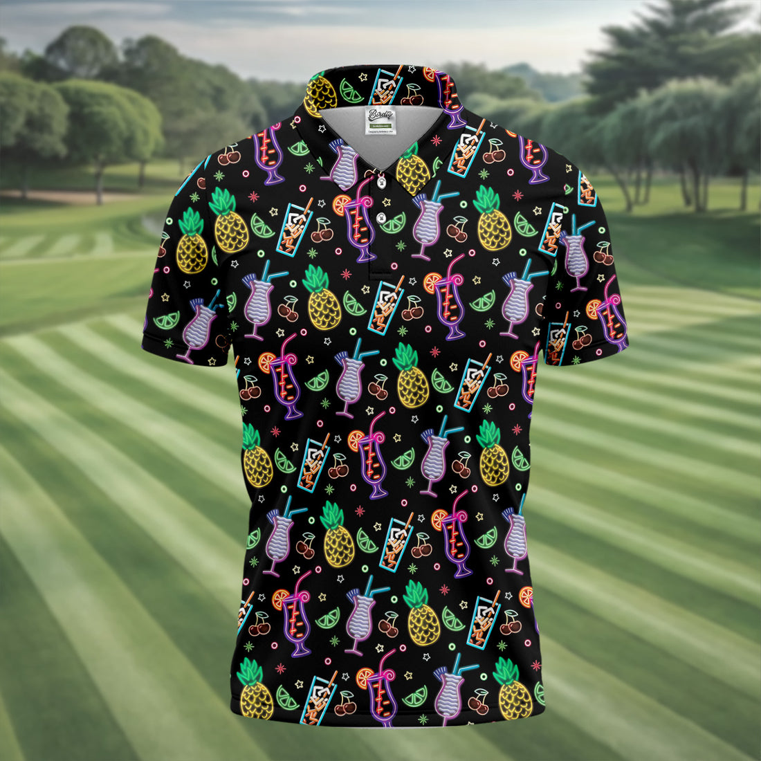 Pineapple Cocktail Tropical Golf Shirts, Hawaiian Golf Polo, Golf Gift For Men, Golf Shirts For Men