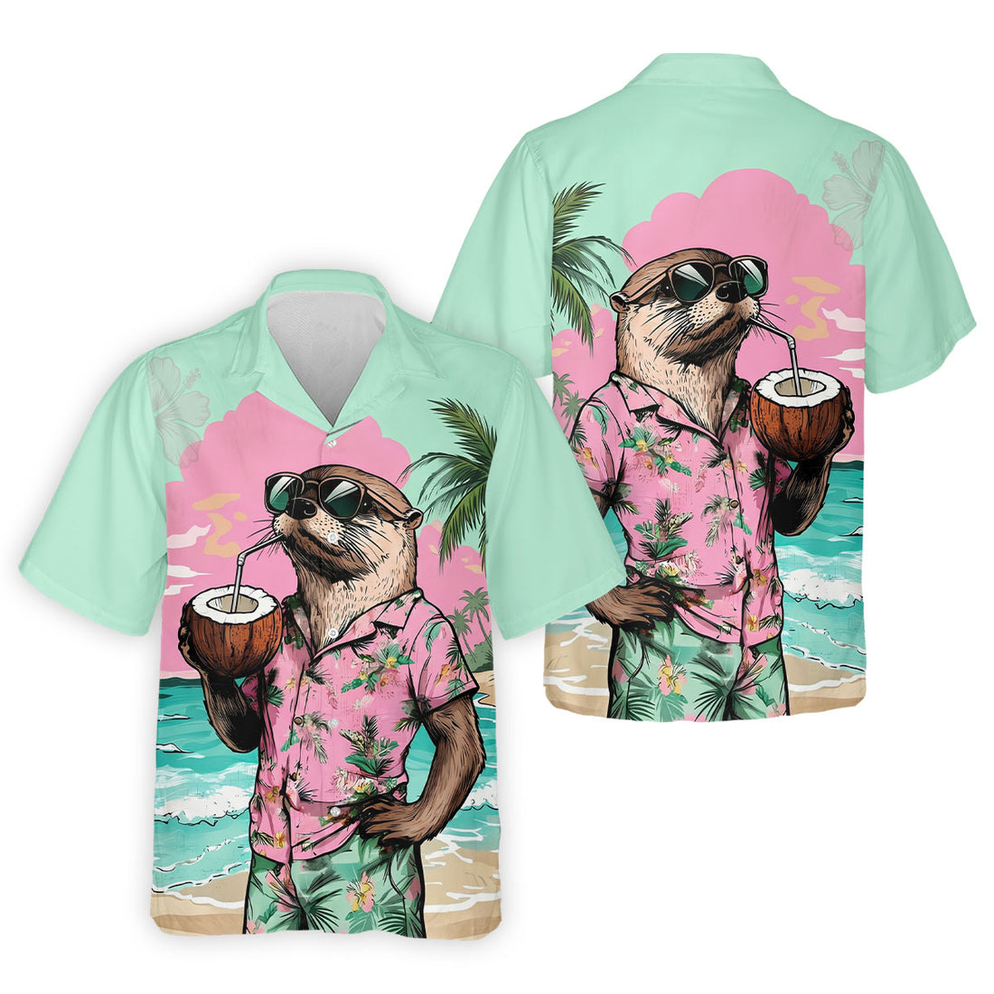 Funny Otter Tropical Summer Hawaiian Golf Shirt, Polo Shirts For Men, Golfing Apparel