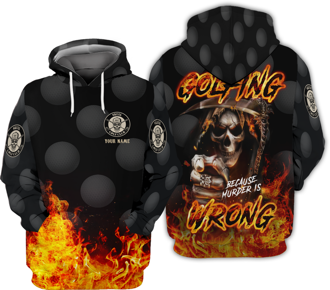 Golfing Wrong Skull Custom Golf Shirt, Gift For Golfers, Golf Gift For Men