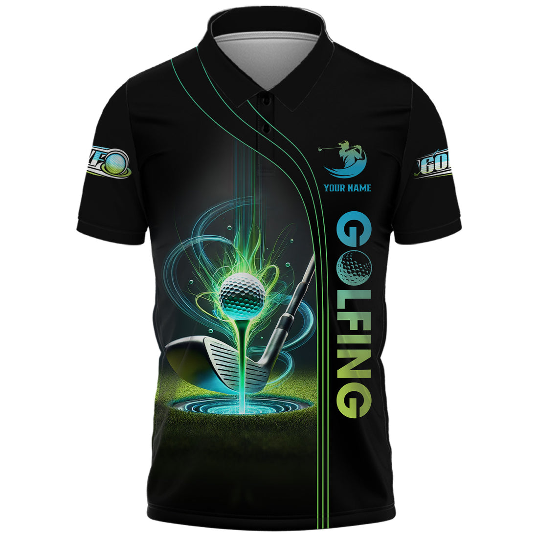 Glowing Golf Custom Polo Shirt, Golfing Apparel, Mens Golf Polo Shirt, Gift For Golfers