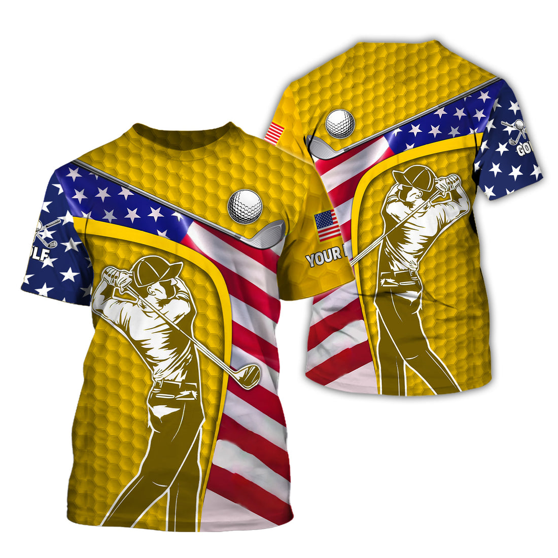 Yellow Custom Men's Golf Polo Shirt, Golfing Apparel, Mens Golf Gift