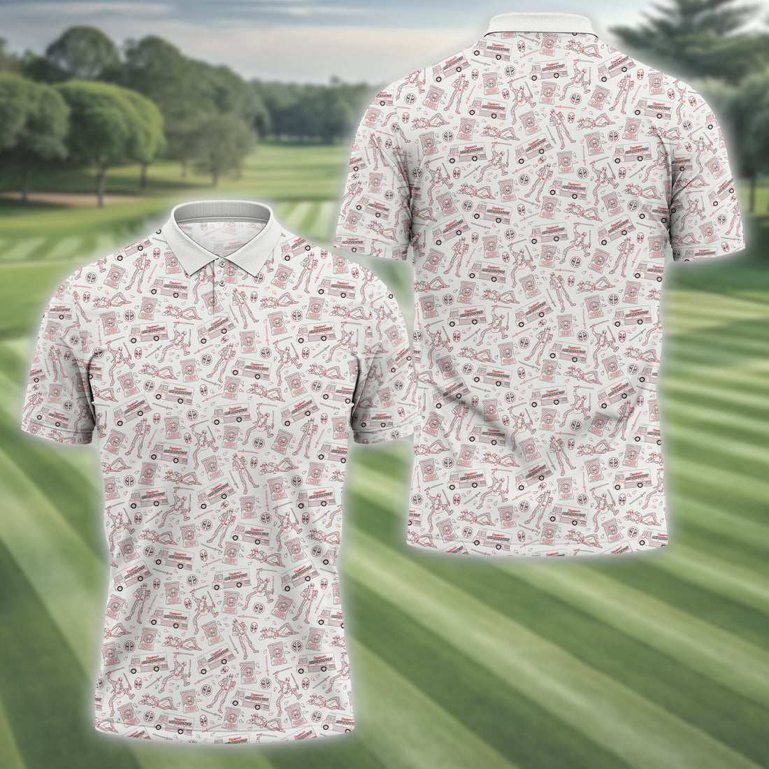 Deadpool Chips and Chimi Men's Golf Polo Shirt, Golfing Apparel, Gift For Golfers