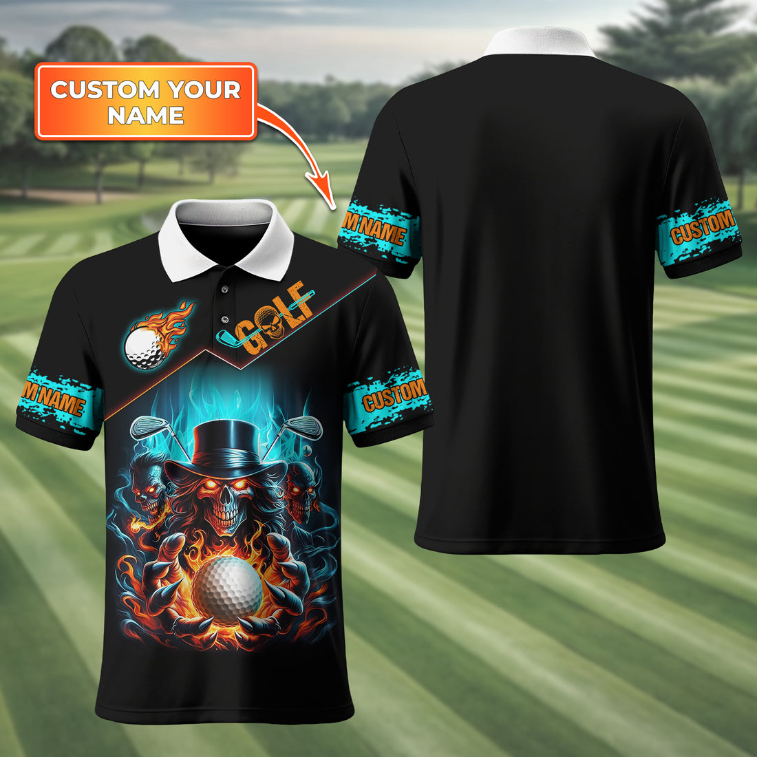 Skull Magician Custom Golf Polo Shirts, Gift For Golfers, Golf Gift Ideas