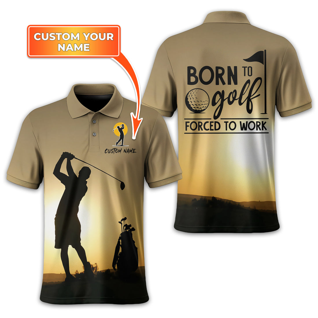 Born To Golf Forced To Work Custom Golf Polo Shirt, Golf Shirt, Gift For Golfers