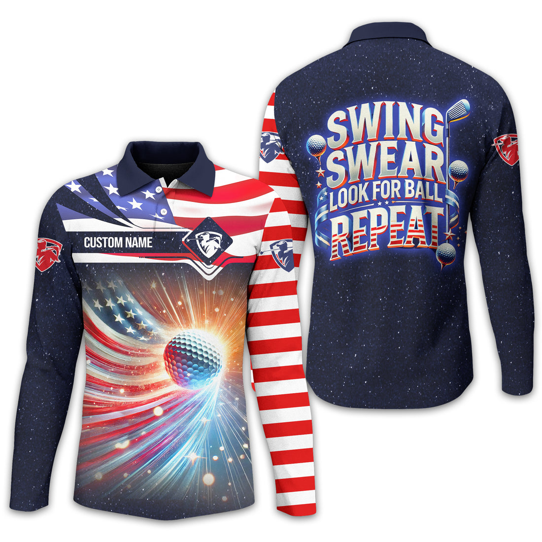 Swing Swear Look For Ball Repeat, Personalized Golf Shirt, Cool Golf Gifts