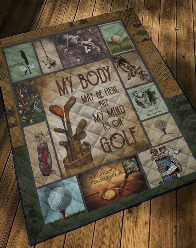 Golf Themed Quilt Blanket, Gift For Golfers, Golf Gift Ideas