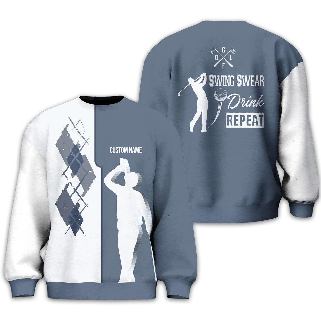 Swing Swear Drink Repeat Personalized Golf Polo Shirt, Golf Shirt For Men, Gift For Golfers