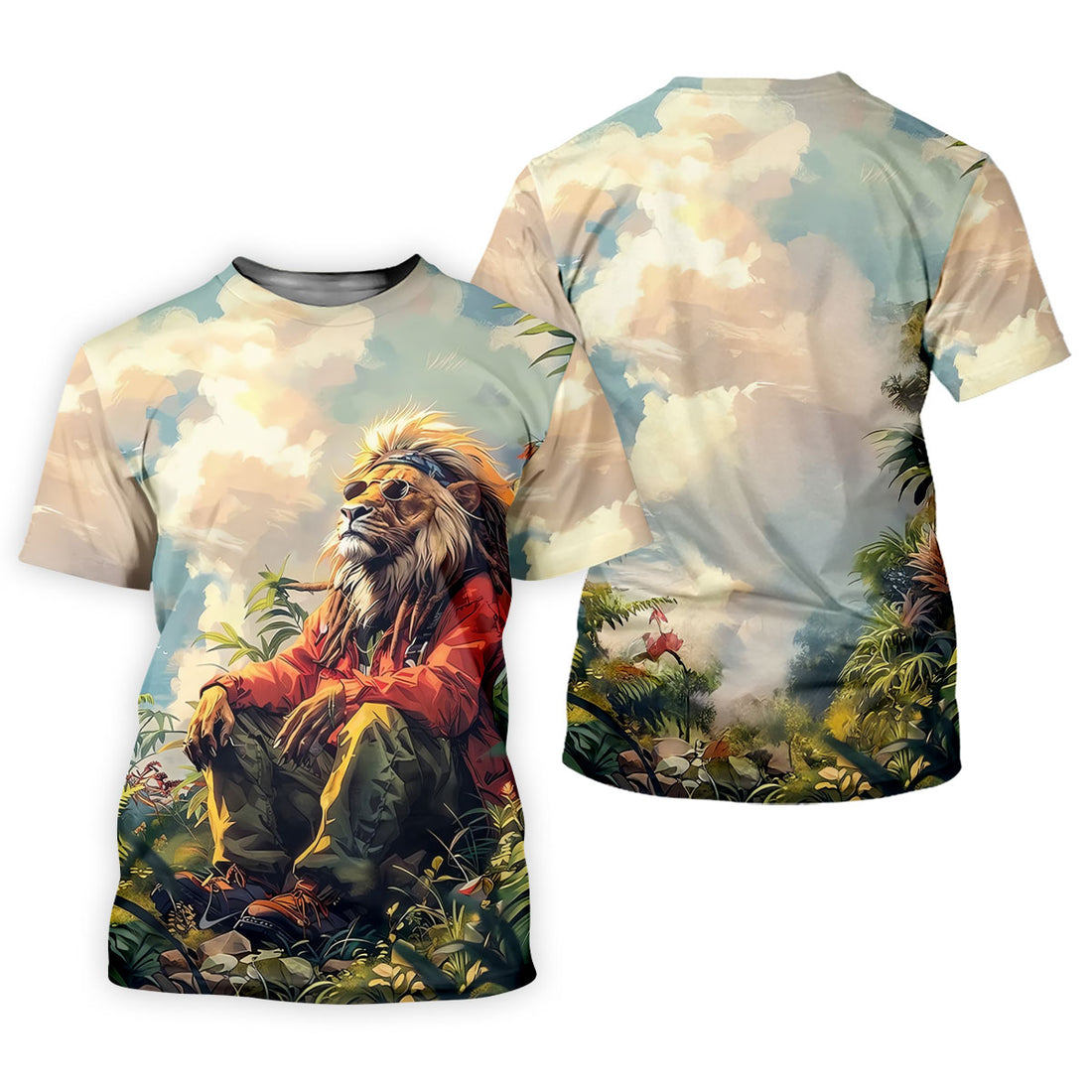 Lion Dreamscape Mist Hawaiian Golf Polo, Golf Tops For Men, Golfing Apparel