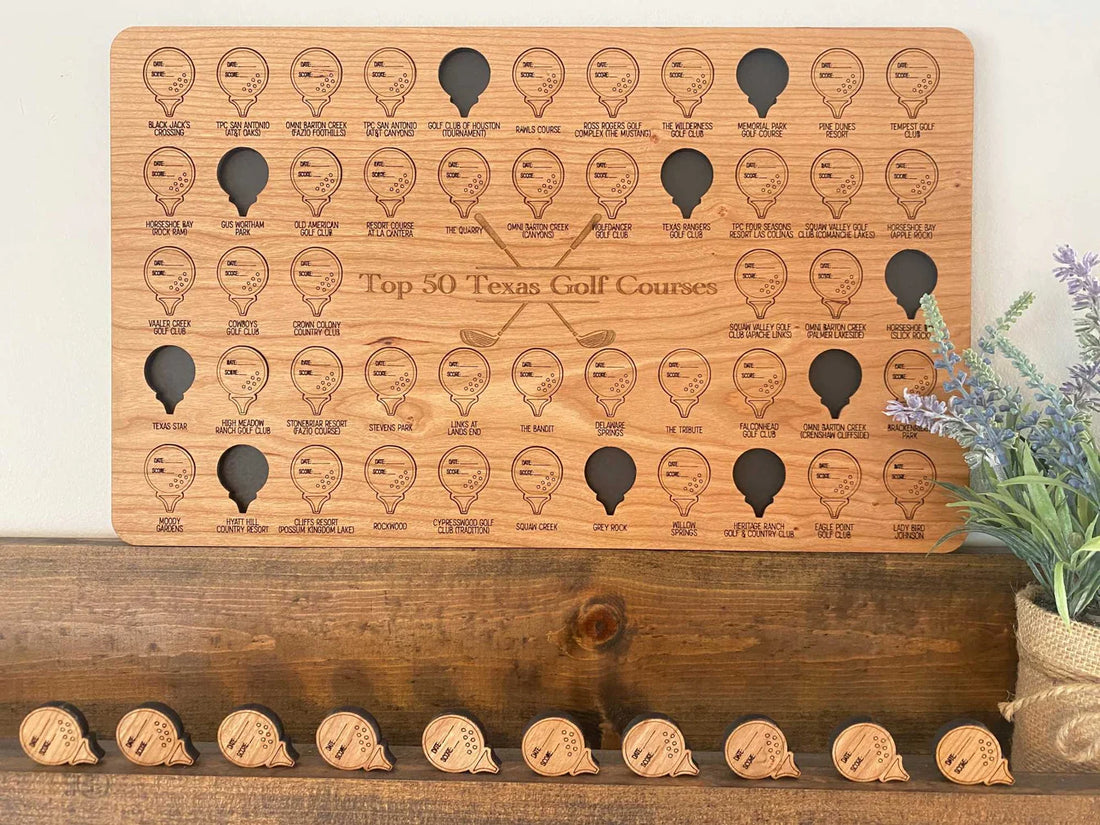 Texas Golf Course Tracker Board, Golf Tracker, Golf Bucket List, Gift For Golfers