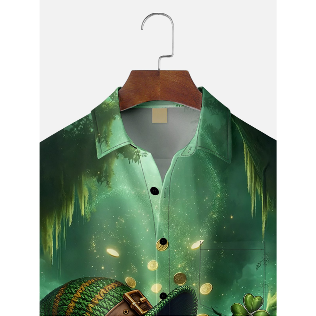 Lucky St. Patrick's Day Gnome Beer And Gold Coin Hawaiian Golf Shirt, Tropical Vibe Men's Golf Shirt