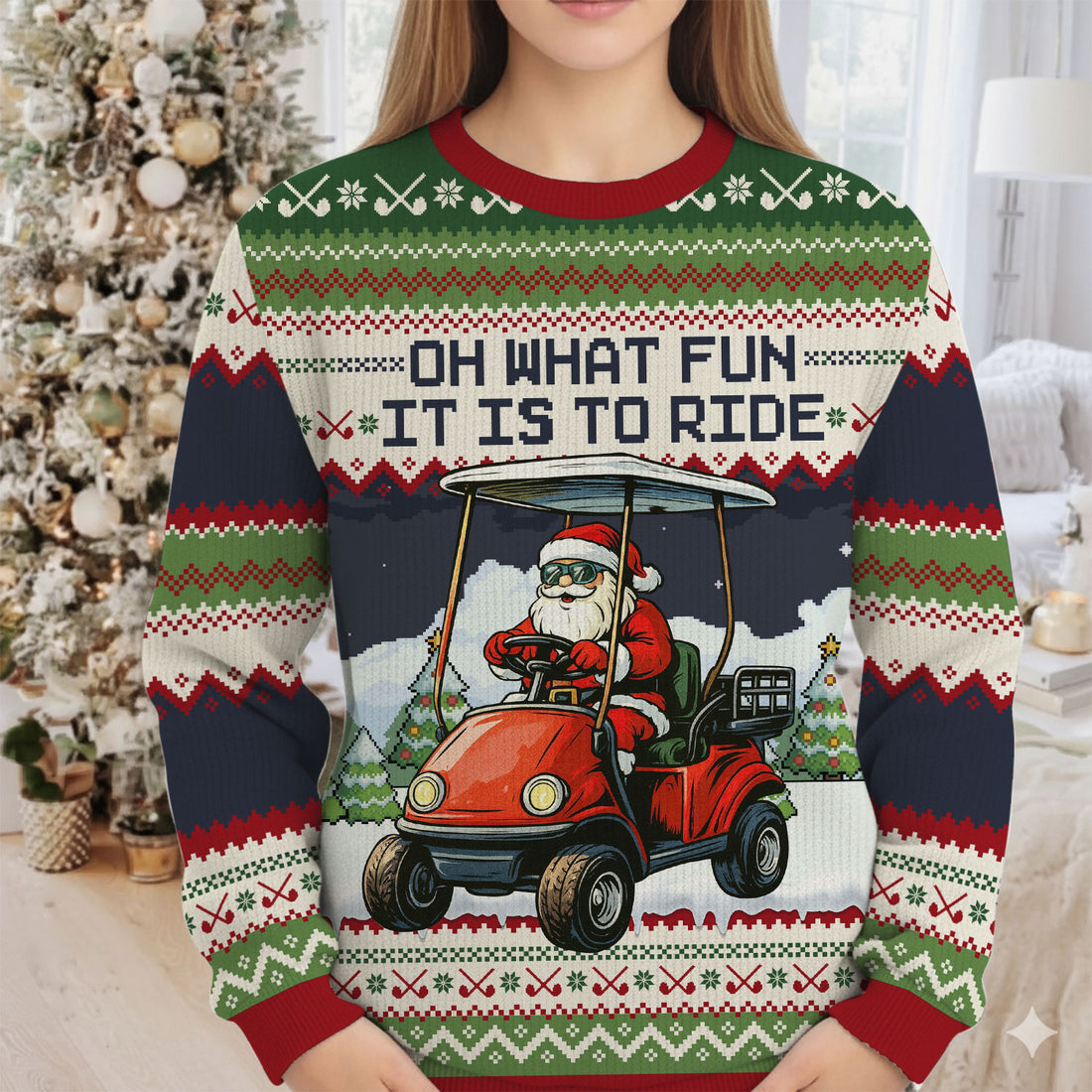 Oh What Fun It Is To Ride Christmas Ugly Sweater, Golf Ugly Christmas Sweater, Christmas Golf Shirt