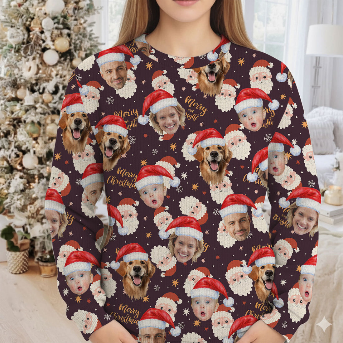 Custom Face Merry Christmas Santa Golf Ugly Sweater, Christmas Golf Shirt, Golf Sweater, Christmas Golf Gift