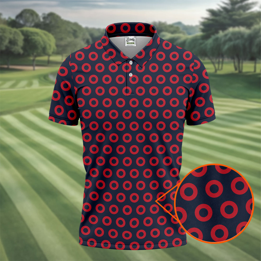 Red Polka Dot Rock Inspired Hawaiian Golf Shirt, Men's Golf Shirt, Polo Shirts For Men
