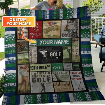 19th Hole Quilt Blanket, Gift For Golfers, Golf Gift Ideas