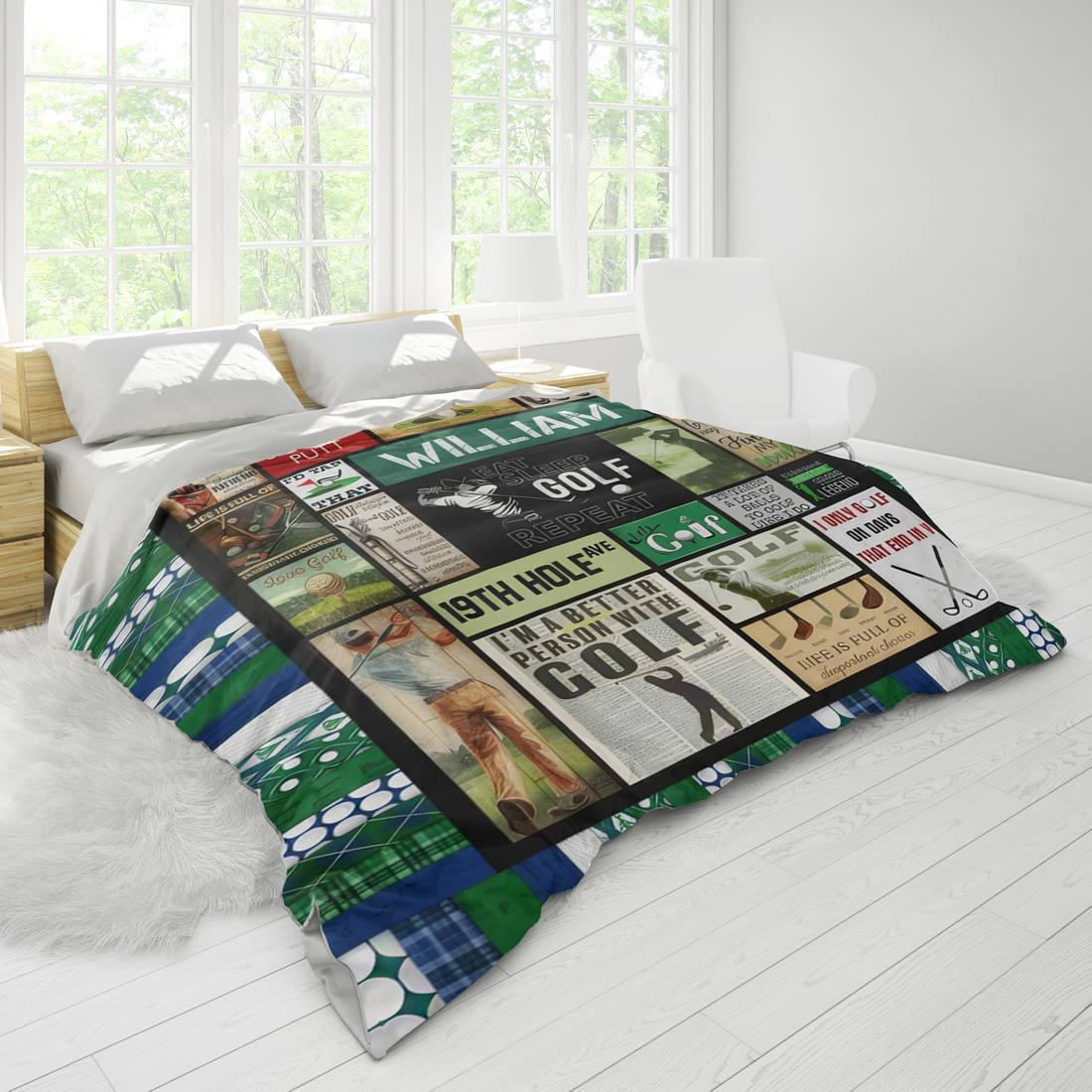 19th Hole Quilt Blanket, Gift For Golfers, Golf Gift Ideas